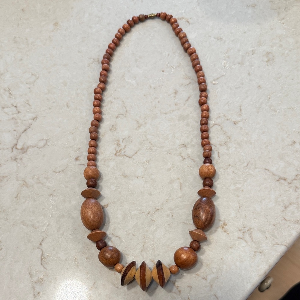Natural Wooden Beaded Necklace